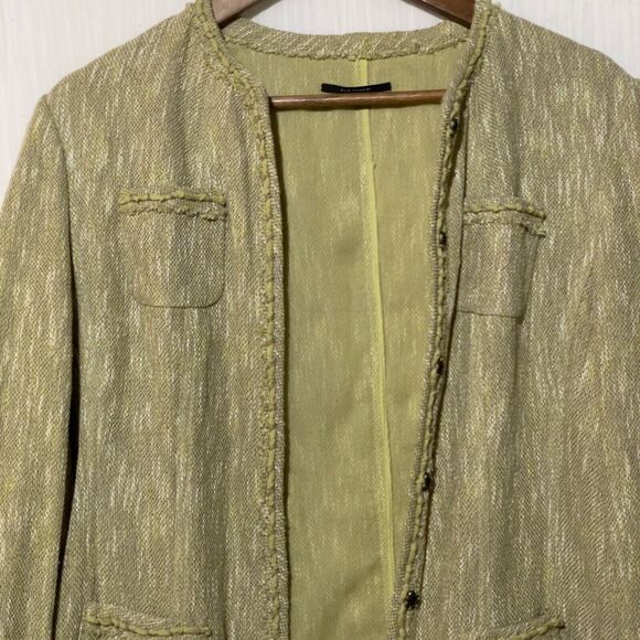 Elie Tahari Exquisite Art‑to‑Wear Green Tweed Lightweight Blazer Jacket Large - Picture 5 of 12